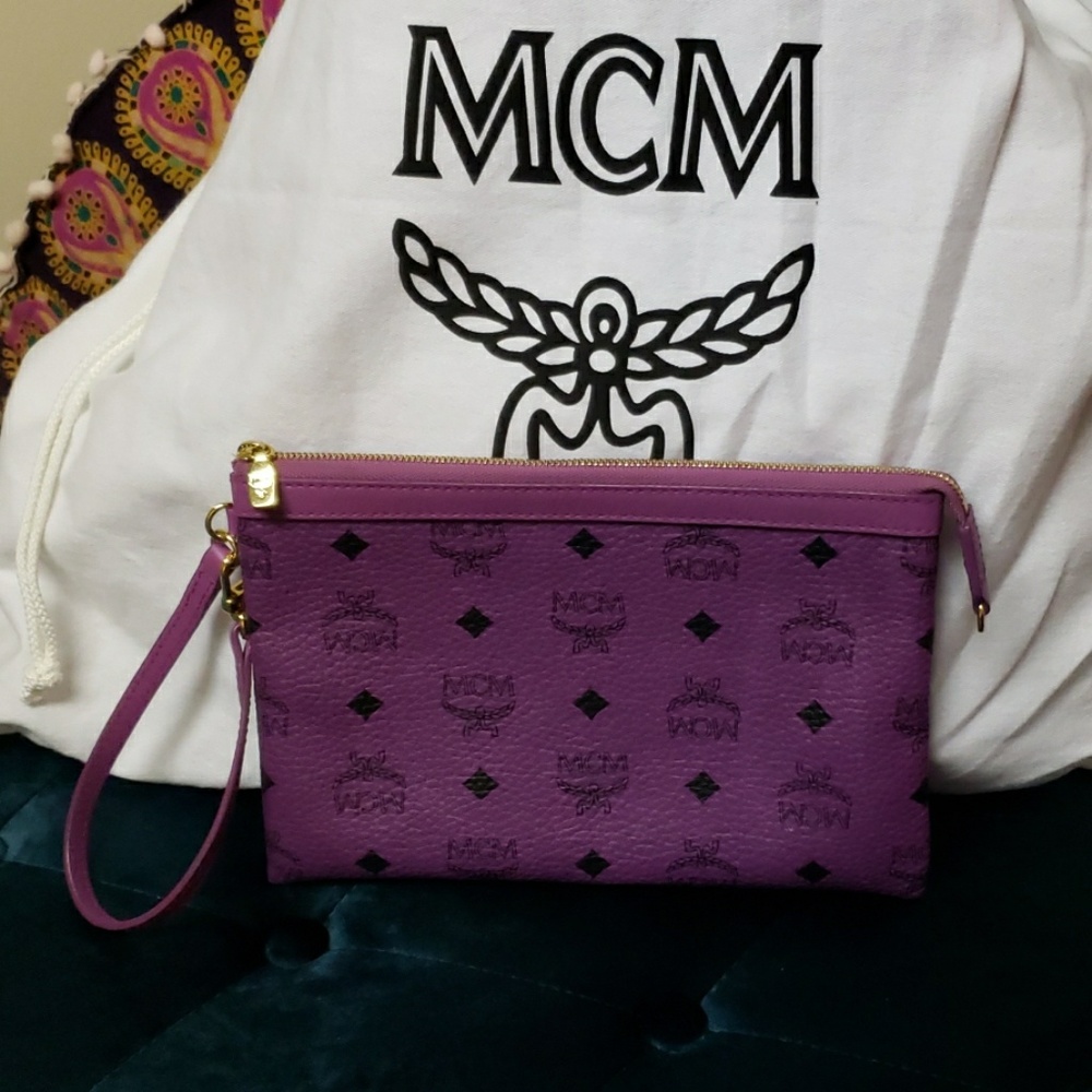MCM Purple Visetos Pouch Clutch